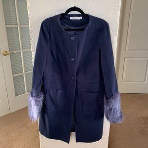 Just Fab Blue Long Button UpPea Coat